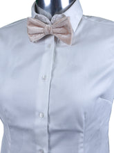 Ivory bow tie for women already knotted in silk and viscose velvet CONRAD